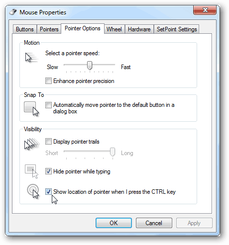 Kā viegli atrast peles rādītāju sistēmā Windows