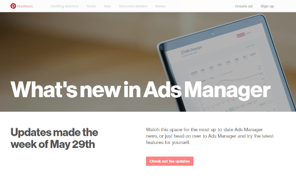 Pinterest ieviesa vairākas jaunas funkcijas Reklāmu pārvaldniekam 29. maija nedēļā.