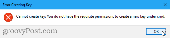 Windows reģistrā nevar izveidot galveno kļūdu