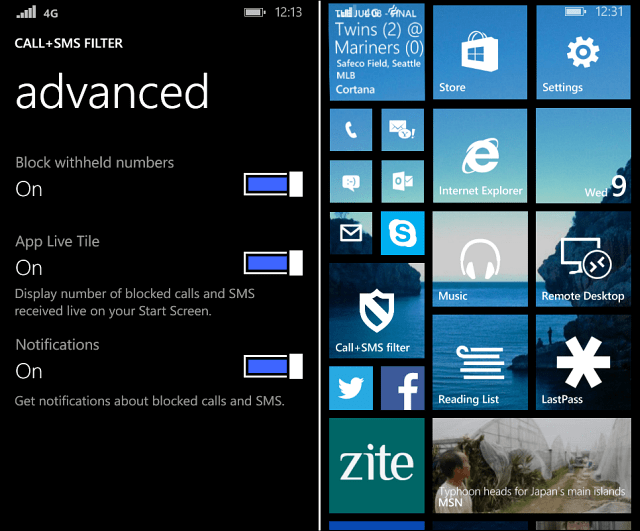 Zvanu bloķēšana Windows Phone 8.1