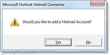 pievienojiet Hotmail kontu programmai Outlook, izmantojot savienotāja rīku