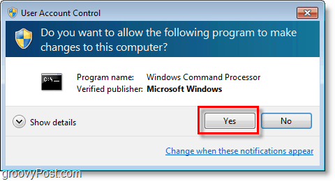 Windows 7 ekrānuzņēmums - iet caur cmd admin uac