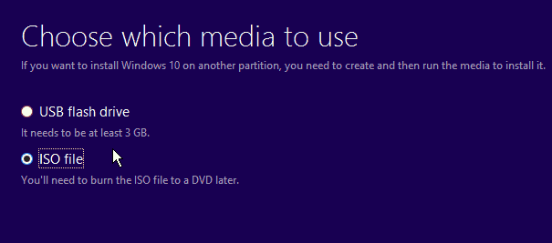izvēlieties Windows 10 ISO Media