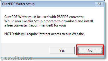 izvairieties no PS2PDF instalēšanas Windows 7