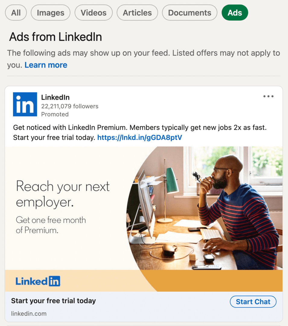 skatiet konkurentu reklāmas vietnē Linked4. darbībā