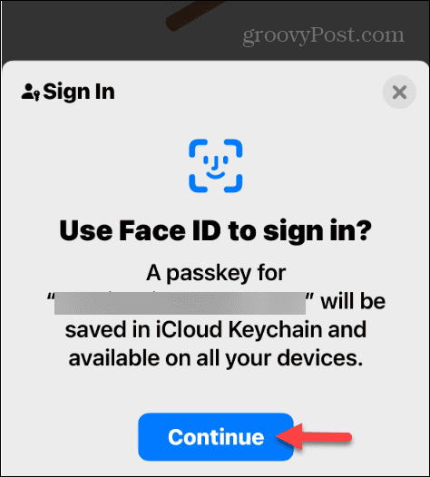 turpināt izmantot Face ID pierakstīšanos, izmantojot piekļuves atslēgas