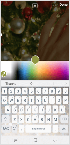 Instagram stāsti izvēlas teksta krāsu no paletes