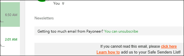 neparakstītu e-pastu saraksts