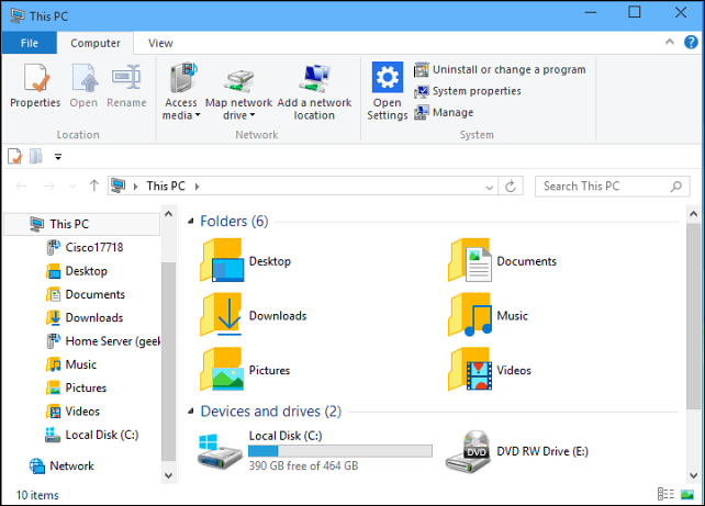 Padariet Windows 10 File Explorer vienmēr atvērtu šim datoram
