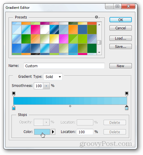 gradienta Photoshop izveidot zilu krāsu velciet padarīt apmācība izveidot
