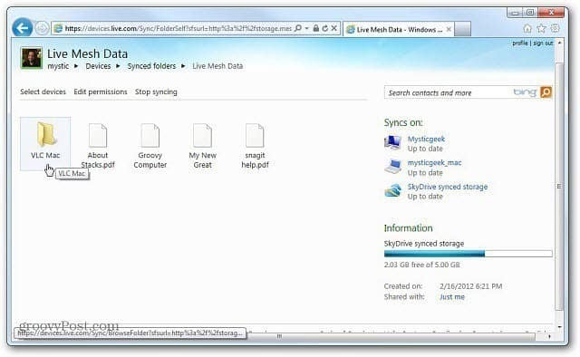 Windows Live Mesh 2011 operētājsistēmai Mac: darba sākšana