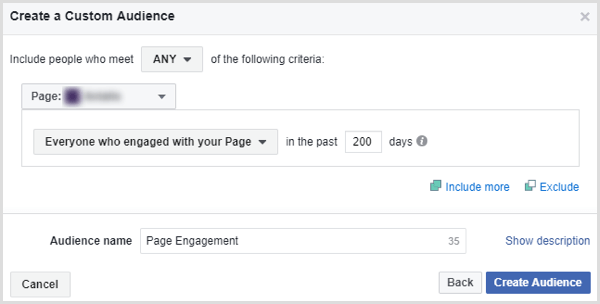 facebook izveido pielāgotu mērķauditoriju lapā iesaistīšanai