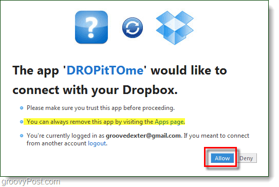 ļaut cilvēkiem augšupielādēt jūsu dropbox