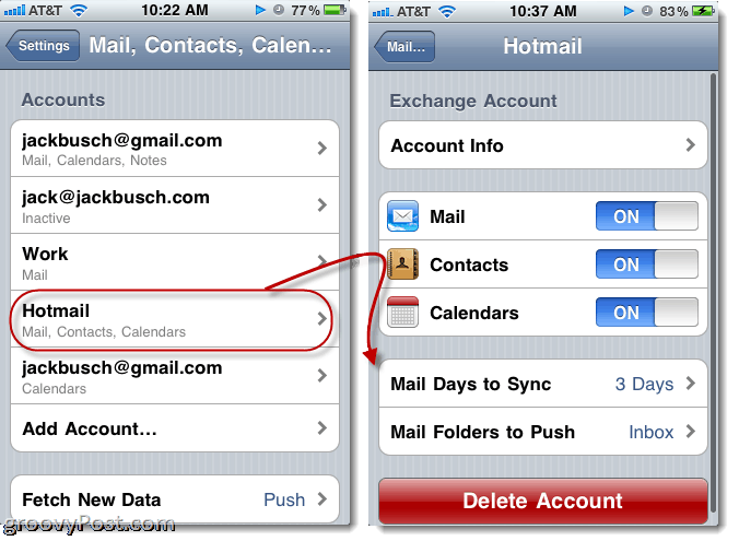 Hotmail sūtīšana no iPhone