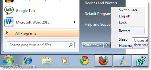 restartējiet datora Windows 7