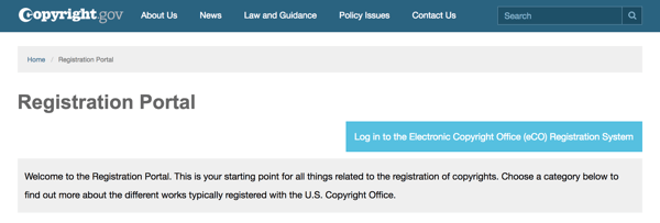 Izmantojiet reģistrācijas portālu vietnē Copyright.gov, lai palīdzētu jums veikt procesu.