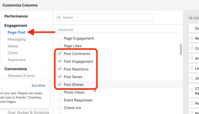 izveidojiet svina progresa pielāgoto pārskatu Facebook Ads Manager, 3. darbība