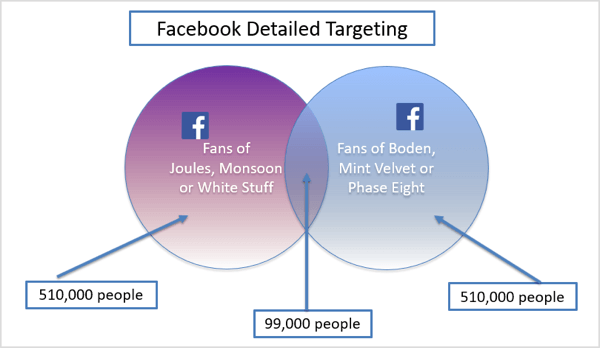 Facebook detalizēta mērķauditorijas atlases piemēra grafika
