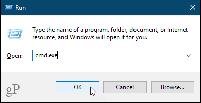 Atveriet komandu uzvednes logu operētājsistēmā Windows 10