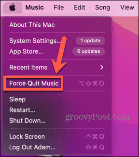 Mac force iziet mūzikas lietotni