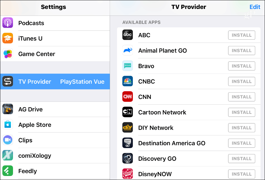 TV pakalpojumu sniedzēja iOS pieejamās lietotnes