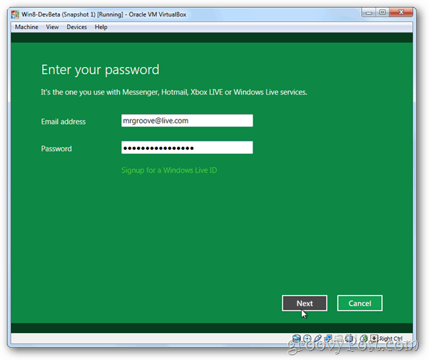 VirtualBox Windows 8 saites tiešais ID