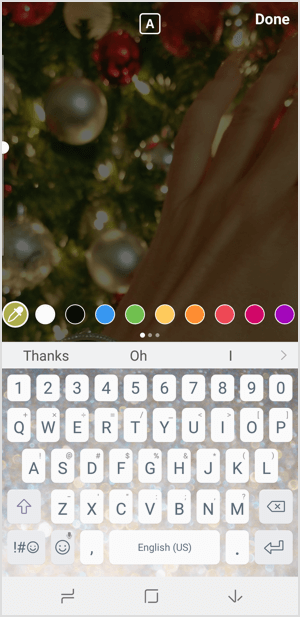 Instagram stāsti izvēlas teksta krāsu