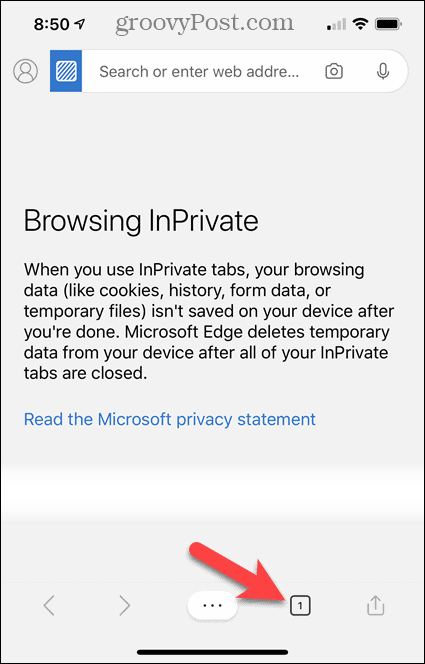 Pārlūkot InPrivate Edge operētājsistēmā iOS