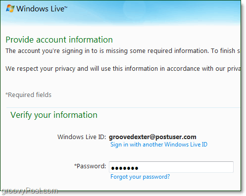 mainīt Windows Live domēna paroli