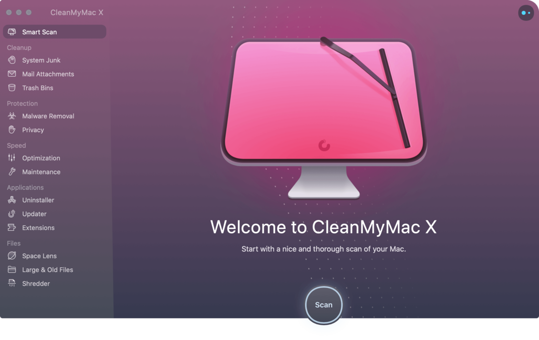 CleanMyMac X priekšpuse