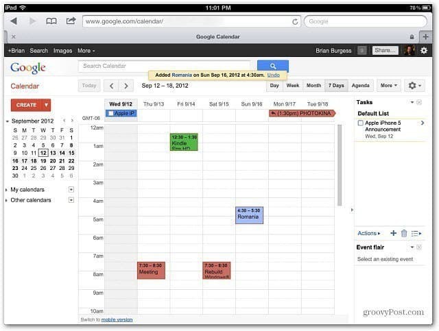 Google kalendārs iPad