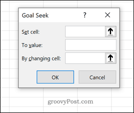 Excel mērķa meklēšanas logs