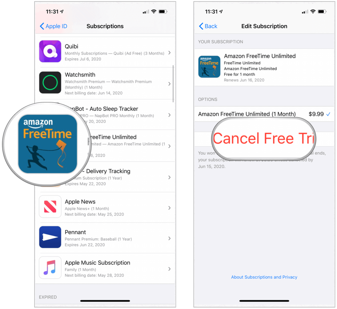 App Store Atcelt bezmaksas izmēģinājumu