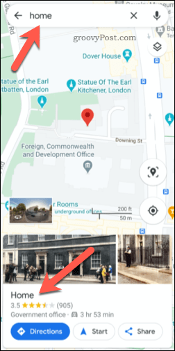 Saglabāta Google Maps adrese