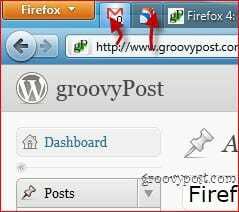 Firefox 4 piespraustās lietotņu cilnes