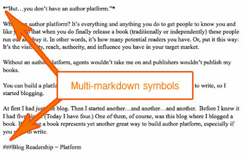 multimarkdown simboli tekstā