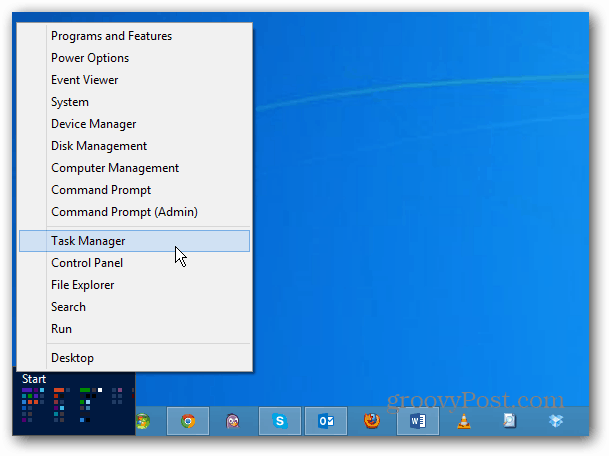 Windows 8 enerģijas lietotāja izvēlne