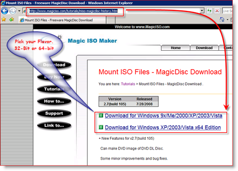 MagicISO x86 un x64 lejupielādes saite Windows Server 2008