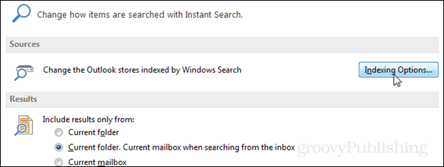 Kā atjaunot Outlook 2013 meklēšanas indeksu