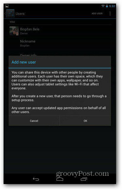 Brīdinājums par Nexus 7 lietotāju kontiem