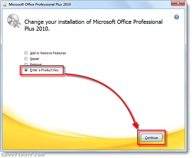 Office 2010 mainīt produkta atslēgas ekrānu