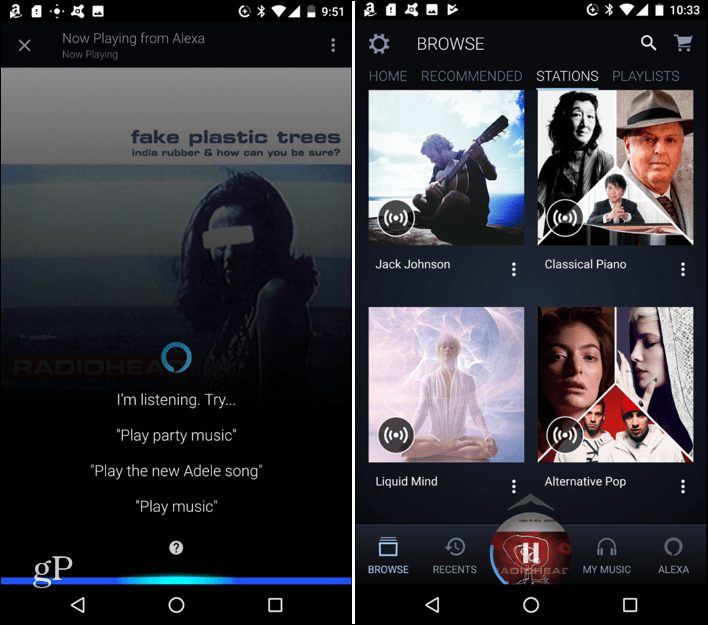 Alexa mūzikas lietotne Android