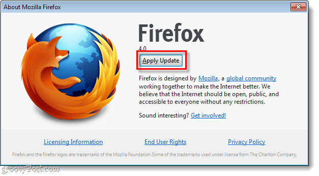 Firefox 4 piemēro atjauninājumu