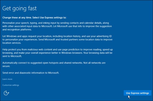 Epress iestatījumi Windows 10