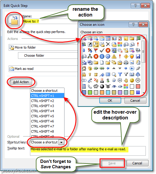 vairāk ātras darbības programmā Outlook 2010