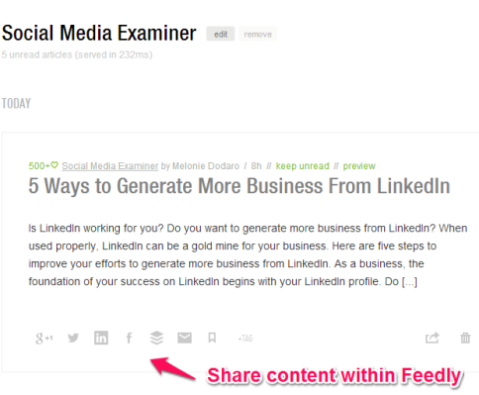 feedly share content