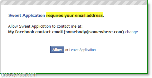 Facebook e-pasta mēstuļu ekrānuzņēmums - nepieciešama jūsu e-pasta adrese