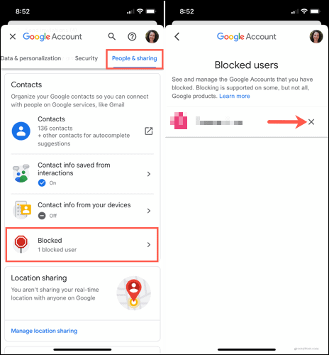 Atbloķējiet lietotāju Google diskā mobilajās ierīcēs