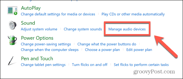 Windows pārvalda audio ierīces