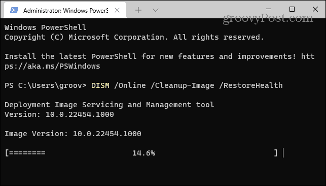 DISM skenēšana operētājsistēmā Windows 11